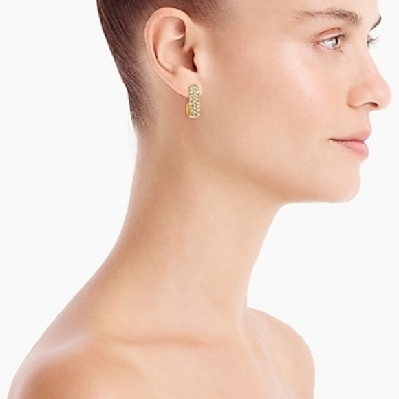 J.Crew pave flat link gold hoop earrings, gold - Picture 2 of 5